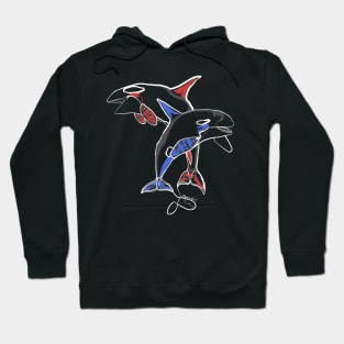 Single Line - Haida Whales (White) Hoodie